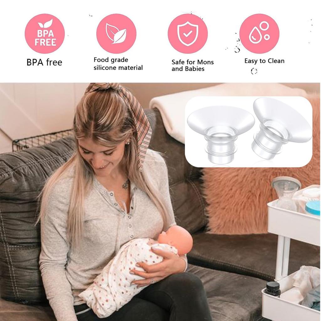 4 X 19mm Silicone Flange Inserts, Fits S9S10S12, Wearable Breast Pump ShieldFlange Inserts, Lowers 24mm ShieldFlange Nipple Tunnels To Correct Size