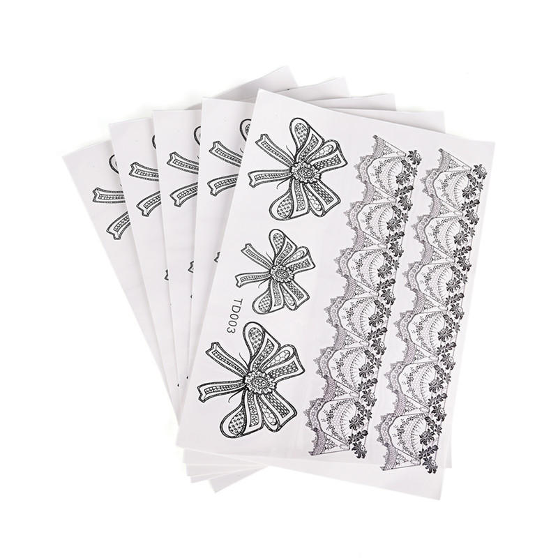 Waterproof Tattoo Temporary Sticker On Body Leg Transfer Lace Stocking Tattoo