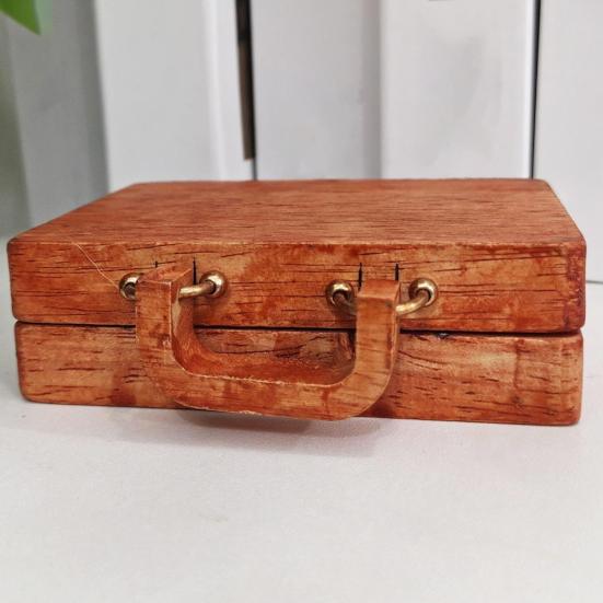 Wooden Gemstone Display Case Suitcase Shape Crystal Stone Mini Collection Box Portable Multi-Grid Organizer Box for Crystal Stones Small Collectibles