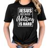 ZIMOXUAN Jesus Because Adulting Is Hard Letter Print Shirt Christian T-Shirt Faith Tee Christian Shirts for Religious Gift