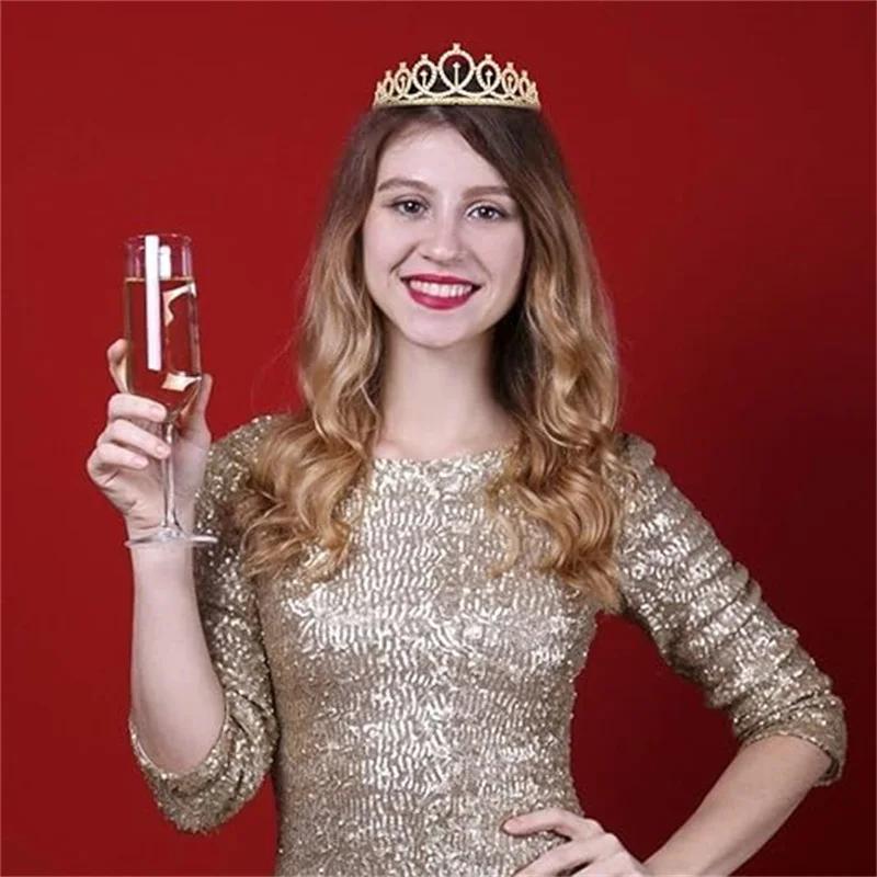 Bling Rhinestone Crystal Crown Birthday Anniversary Decoration Happy 18 21 30 40 50th Satin Sash Party Supplies