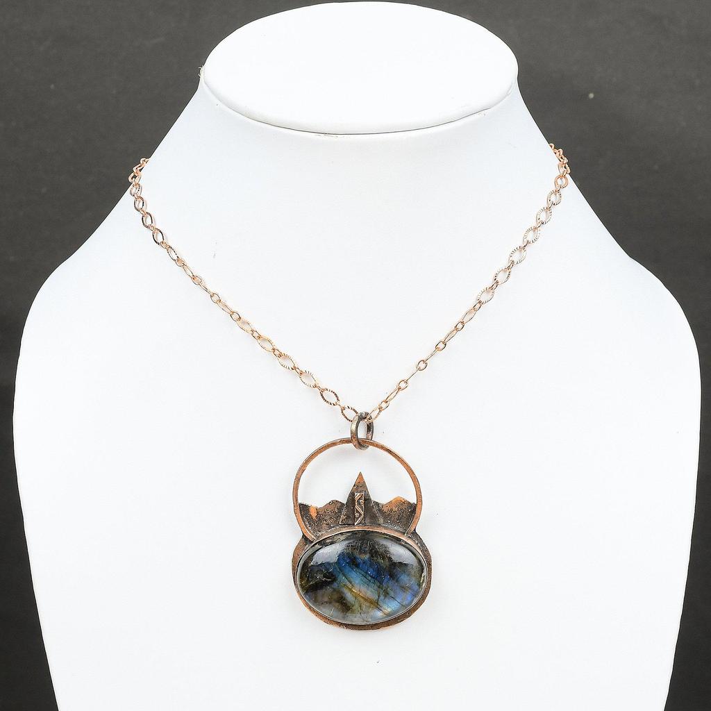 Подвеска из меди с лабрадоритом, подвески ручной работы, уникальный дизайн из меди, подвеска из драгоценных камней для подарка, ювелирные изделия из драгоценных камней с лабрадоритом, специальный подарок для женщин