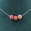 Stones and Minerals. 3 Rhodonite 8mm Beads Necklace Stainless Steel Chain Women's, Men's Necklace. Customizable Size.