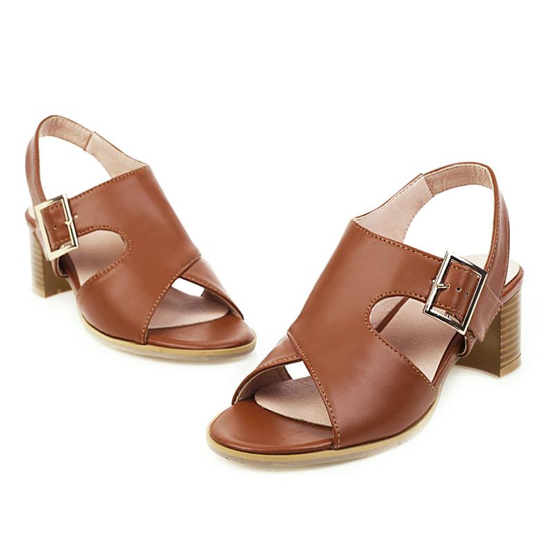 FOREADA Summer Sandals Women Shoes Buckle Thick High Heels Party Shoes Fashion Open Toe Sandals Lady Yellow 2020 Plus Size 34-43