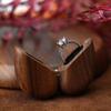 Walnut Wood Wooden Ring Box Single Slot Ring Holder Vintage Jewelry Organizer Box  Wedding