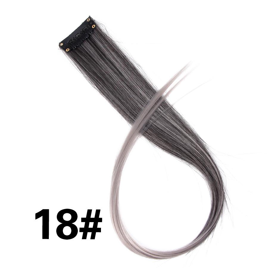 Clip In One Pieces Hair Extensions Straight Ombre Purple Blue Pink Extension Hair Women Synthetic False Fake Hair