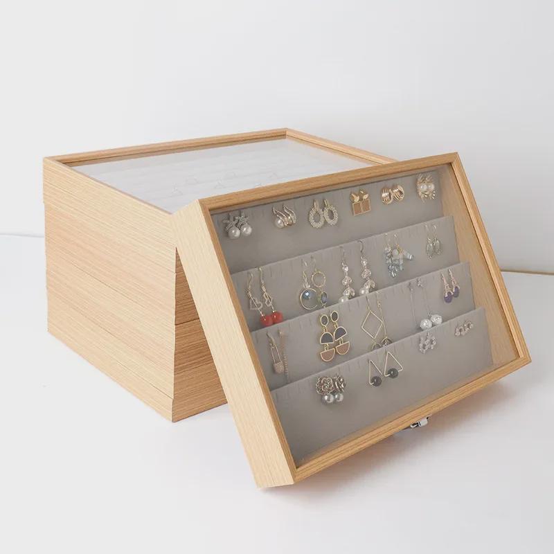 Шкатулка для украшений из розового дерева: Хранилище с чехлом для сережек, часов, браслетов и колец.