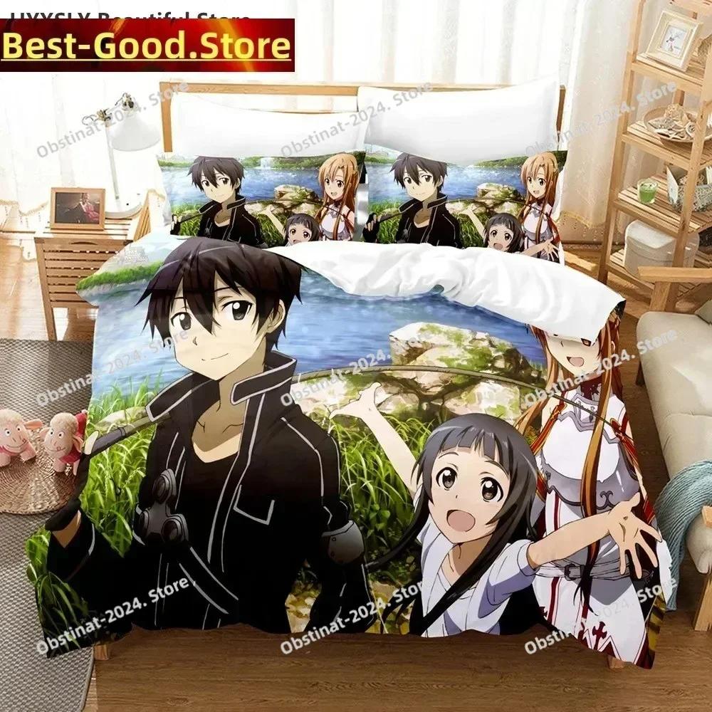 Постельное белье Sword Art Online Печатное одиночное одеяло Покрывало Пододеяльник Наволочка Наборы из 3 предметов Детский Взрослый Размер