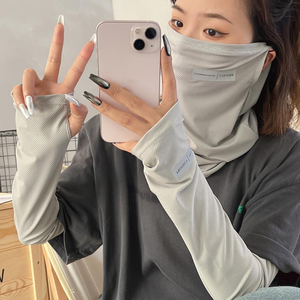 Unisex Ice Arm Sleeves Sunscreen Headscarf Elastic Driving Gloves Outdoor Protection Arm Cover Sleeves Lightweight Breathable