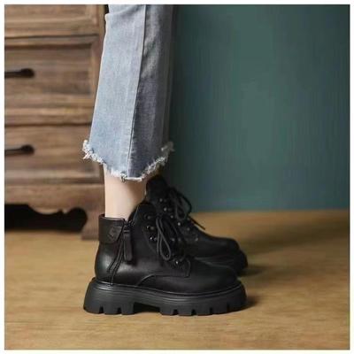 Британский стиль коричневые ботинки-локомотивы женские 2025 новые осенне-зимние мягкая кожа нескользящие ретро теплые короткие ботинки популярные ботинки Мартин