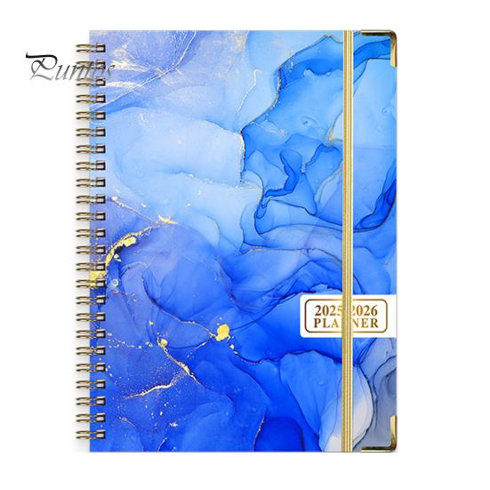 Планировщик на 2025-2026 гг., июль 2025 г. - июнь 2026 г., ежедневный, еженедельный, ежемесячный, 12-месячный, с цветочным принтом, спиральный переплет, блокнот для домашнего офиса, школы