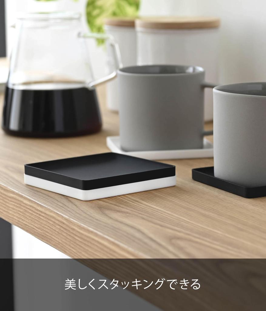 Yamazaki Jitsugyo 3D Coaster Square Черный Приблизительно. Ш9,5 x Г9,5 x В0,9 см Башня Силикон 2537