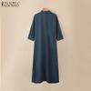 ZANZEA Женское свободное повседневное платье-рубашка с отложным воротником и рукавом 3/4