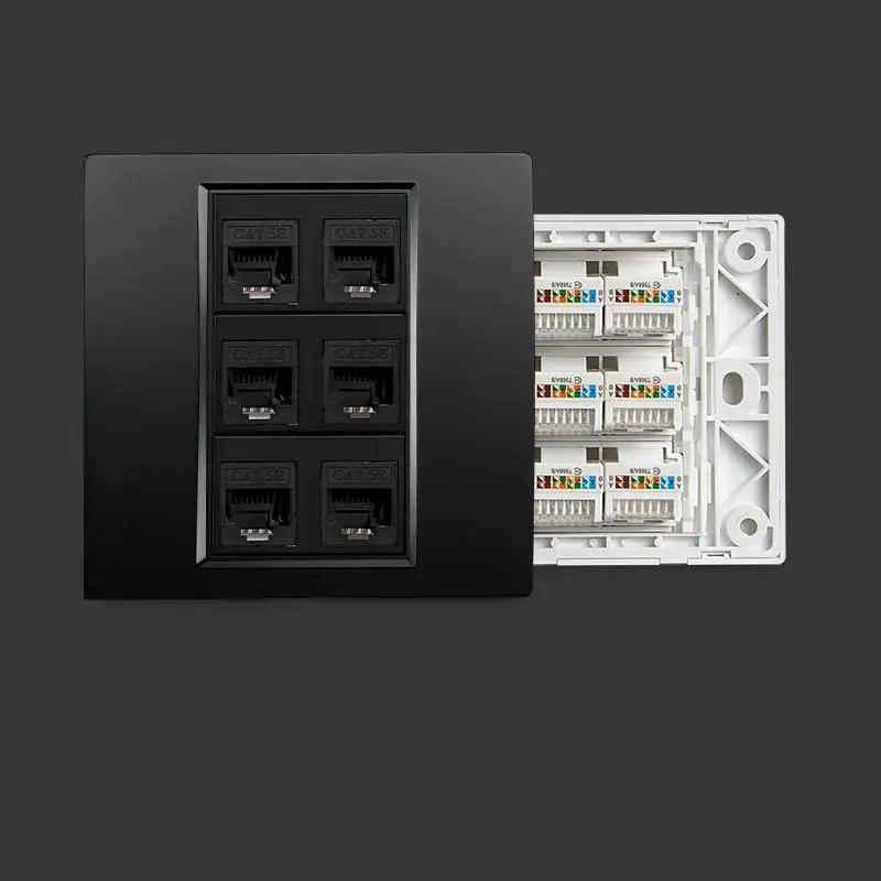 Depoguye Grey настенная розетка RJ45 стандарта ЕС, сетевой модуль CAT5, 6-портовый разъем для сетевого кабеля, выход сетевого интерфейса
