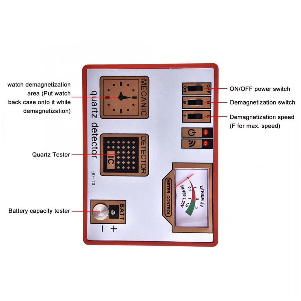 Многофункциональный прибор для размагничивания часов/Измерения/Пульса/Тестер батареи кварцевого часового механизма, QD-10