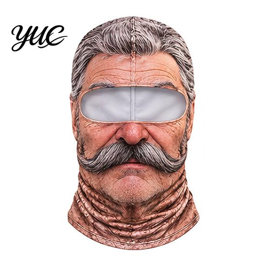 Уютный головной убор, смешная лыжная маска старика, Балаклава с реалистичным принтом лица для катания на сноуборде, Зимний, Ветрозащитный, Полный костюм для катания на велосипеде, лыжах, активного отдыха
