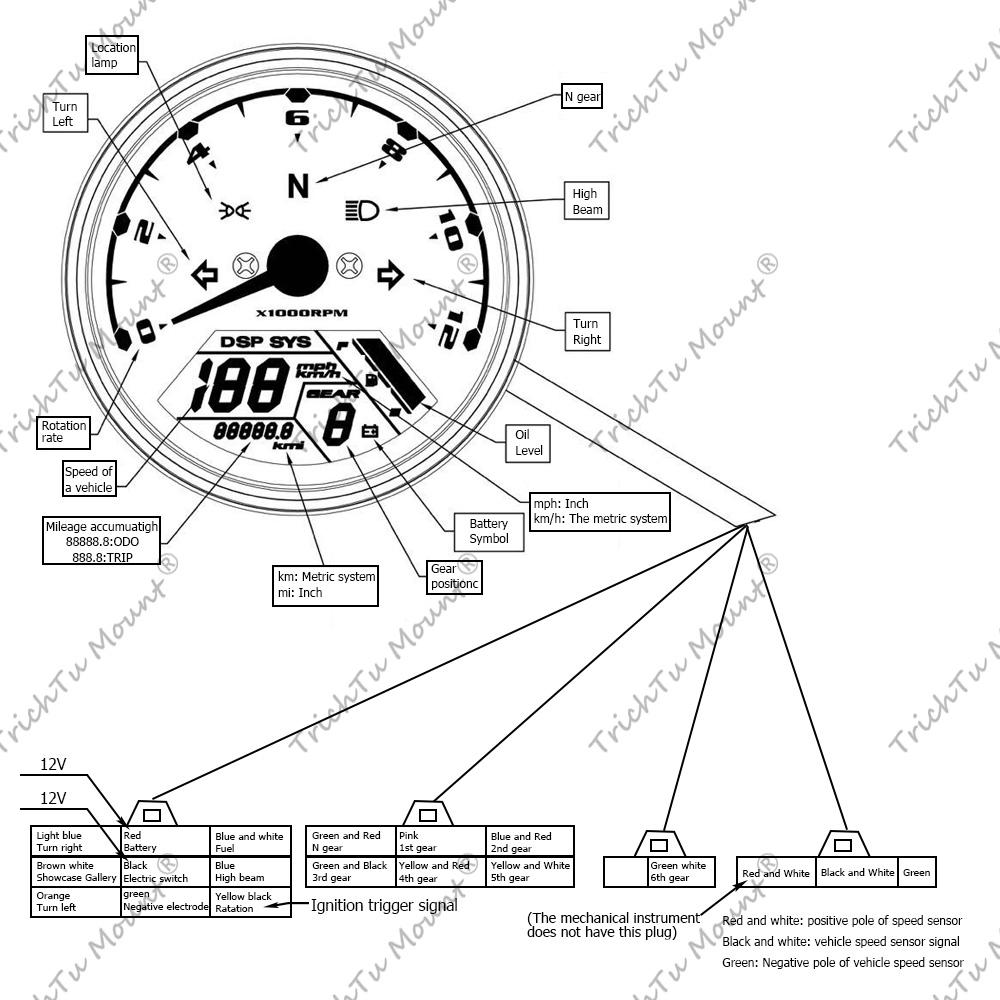 Мотоцикл LCD Цифровой Одометр Тахометр Спидометр 2 - 4 Цилиндра 12000 об/мин Панель Мото Спидометр Аксессуары Универсальный