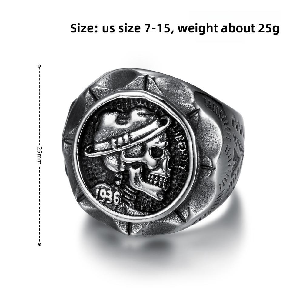 Трендовое панк кольцо с черепом для мужчин, винтажные готические украшения, уникальный модный аксессуар
