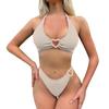Женский купальник, сексуальный сплошной цвет, модное украшение для любви, комплект из двух частей, бюстгальтер, комплект бикини, купальник