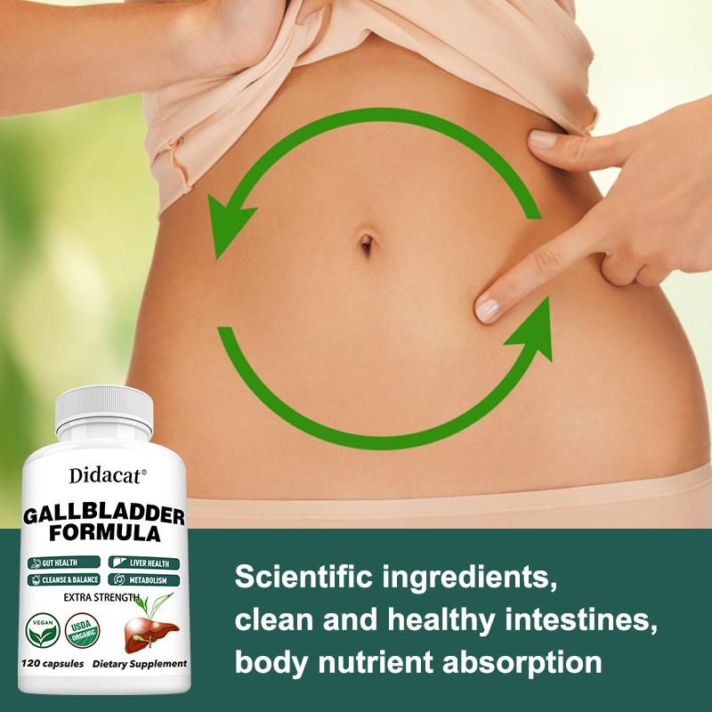 Gallbladder Formula Extra Strength, USDA Organic 120 Capsules for Liver & Gut Health Supplement