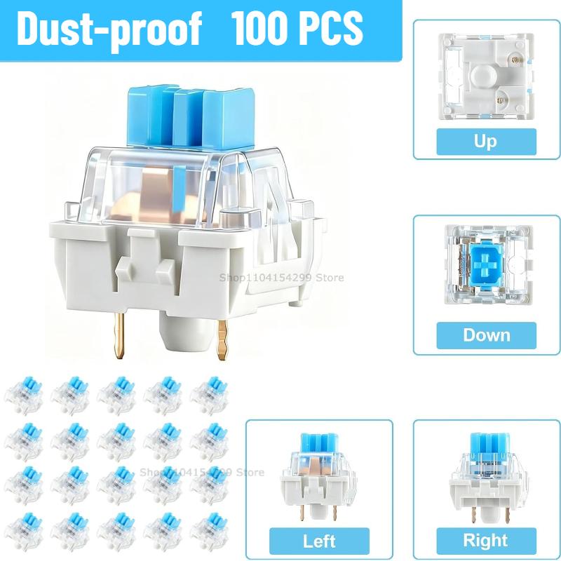 20 Pcs Blue Keyboard Switches, 3-Pin Clicky Tactile Mechanical Keyboard Switches, Complete DIY Replacement Kit with Switch Pulle