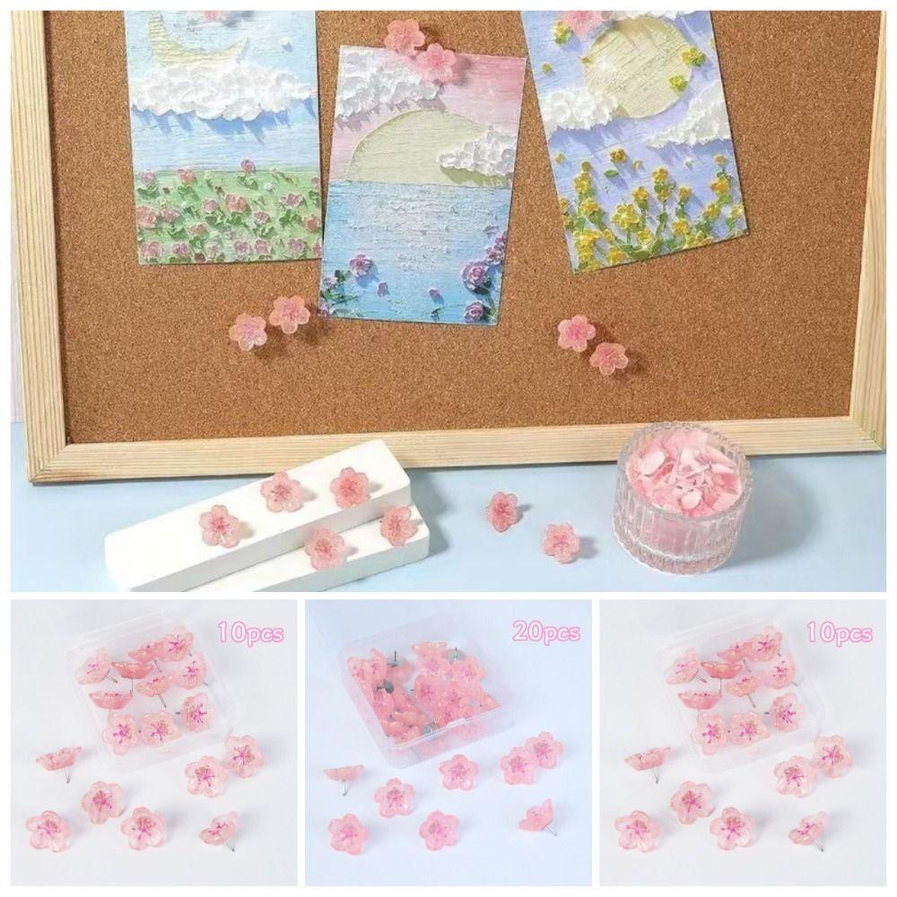 10/20/30Pcs 3D Board Push Pin DIY Thumb Tacks Home Decoration Sakura Pushpins  Stationery
