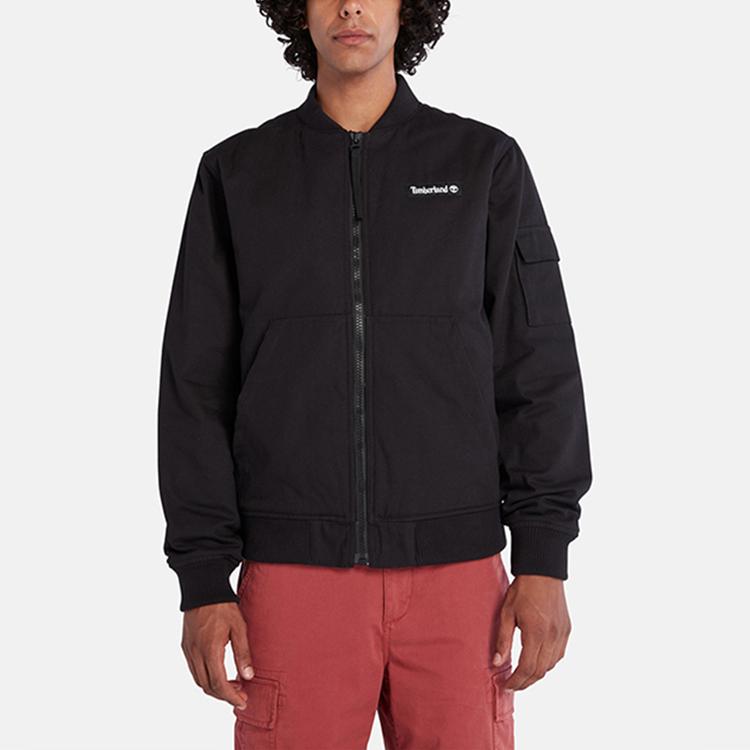 Timberland Однотонная повседневная водонепроницаемая легкая летная хлопковая куртка для мужчин, черные A6Q2D-001