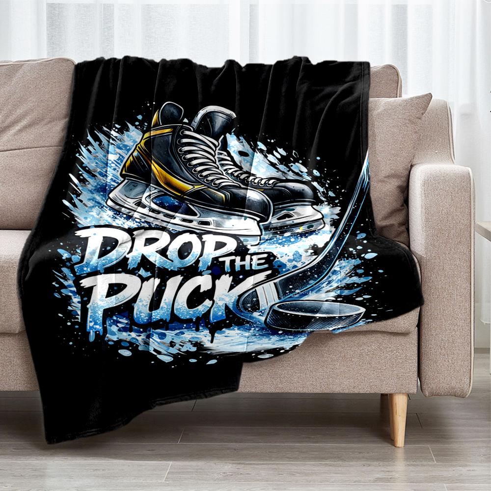 ice hockey Theme Printed Blanket - Perfect for Couch, Bed, Travel & Outdoor Use | Machine Washable, Cozy & Durable.