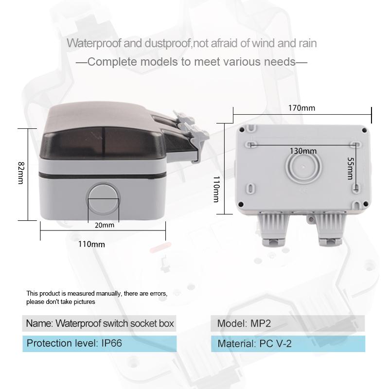IP66 стандарт Великобритании водонепроницаемый и пыленепроницаемый наружный настенный белый двойной выключатель розетка с подсветкой 13A для дома и сада 250V
