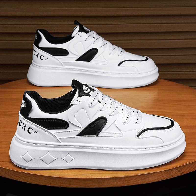 White Shoes Men's Spring Trend Versatile Student White Shoes High-end White Shoes Height-enhancing Sports and Casual Men's Shoes