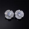 Huitan Gorgeous Petal Shaped Stud Earrings with Brilliant Crystal Cubic Zirconia Bling Bling Wedding Trendy Jewelry for Women