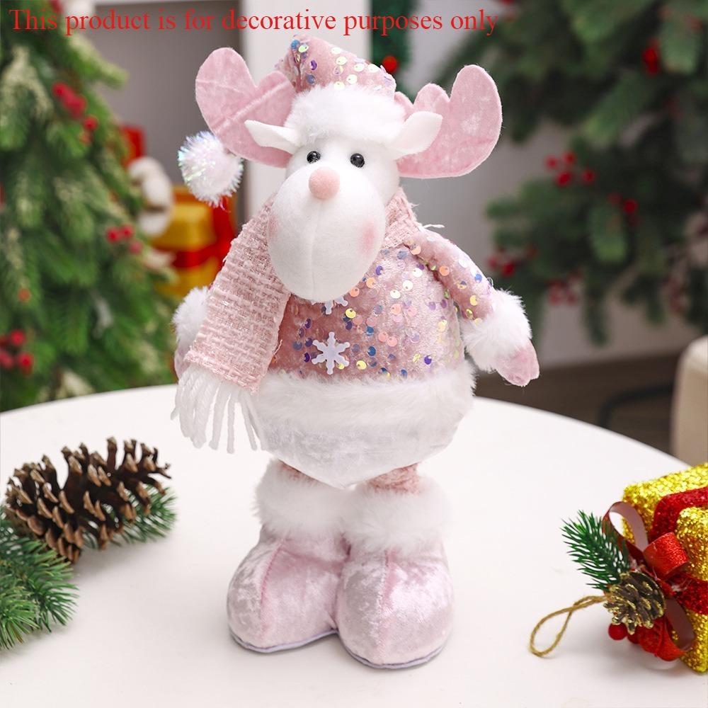 1pc/3pcChristmas Standing Telescopic Old Man Elk Doll Desktop Decoration Pink Snowman Figurine Holiday Decoration