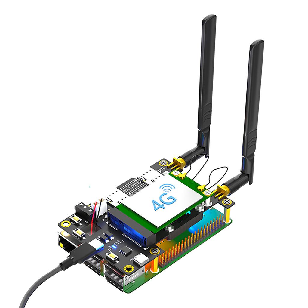 Модуль 4G 3G LTE Mini PCIE MPCIe, беспроводная карта адаптера с двойной антенной, охлаждающий вентилятор, светодиодный светильник для RaspberryPi 4 3 2