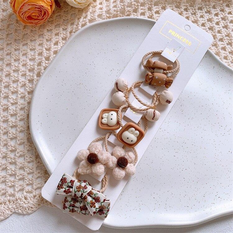 10PCS Mini Baby Hair Band Cute Cartoon Milk Tea Series Bow Hair Band for Toddler Baby Girl Fashion Hair Accessories Girl