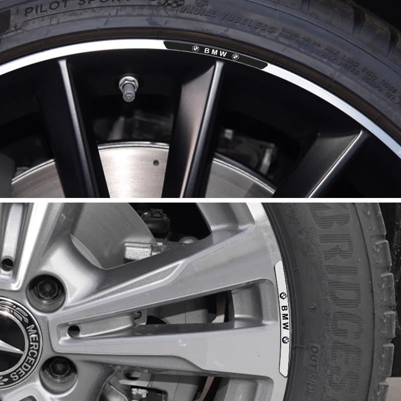 4Pcs Firm Paste Anti Fall Aluminum Alloy Wheel Hub Badge Anti Scratch Tire Rim Protective Logo Sticker Auto Body Refit For BMW