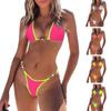2 шт./компл., сексуальный женский комплект микро бикини, однотонный бюстгальтер с лямкой на шее, трусы на шнуровке, комплект купального костюма, быстросохнущая пляжная одежда