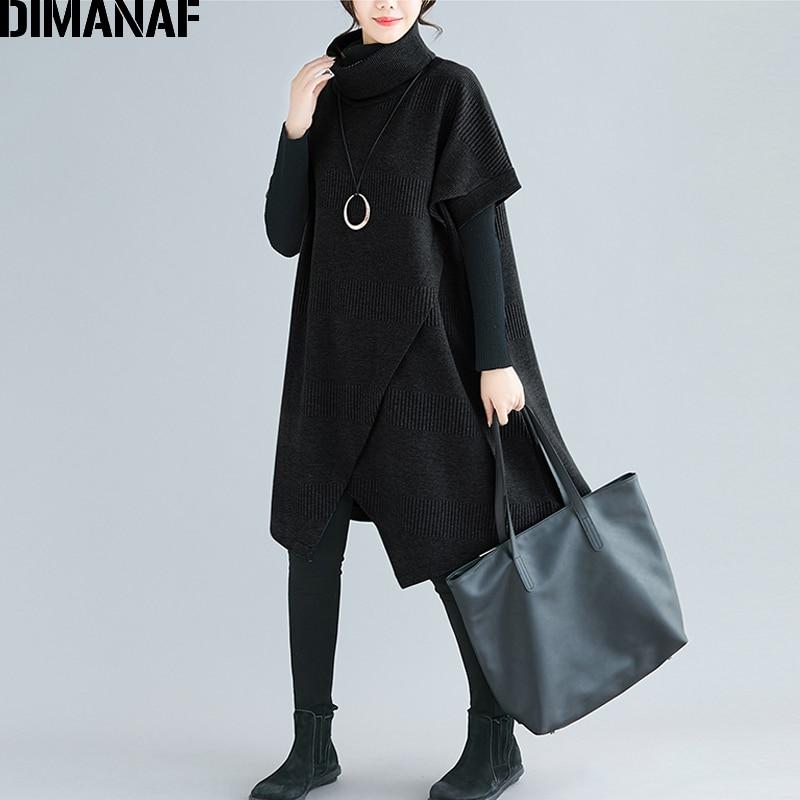 DIMANAF оверсайз, зима-осень, женские пуловеры, кофты, хлопковые утолщенные водолазки больших размеров, женские топы, женские свободные рукава «летучая мышь»