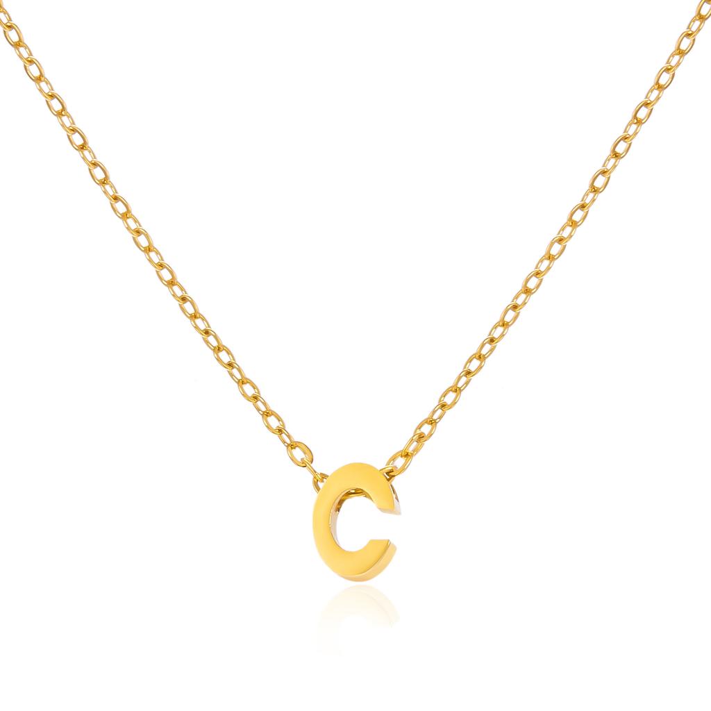 Stainless Steel Initial Necklace for Women Men Gold Color Cut Letters Single Name Choker Necklace Jewelry Gift Dropshipping