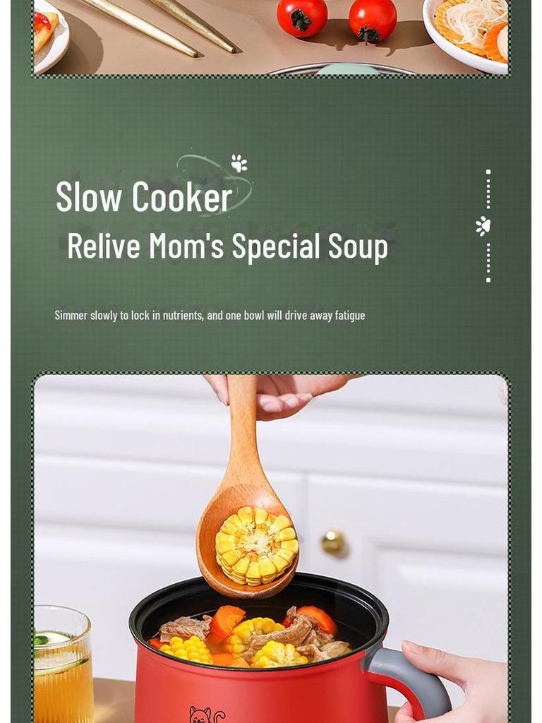 Компактная многофункциональная электрическая кастрюля для общежитий - антипригарная мини-плитка для студенческих обедов и лапши