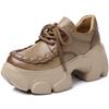 7cm Return Autumn Spring Casual Ladies Shoes Sneakers Women Genuine Leather Platform Wedge Super Thick Female Moccasin