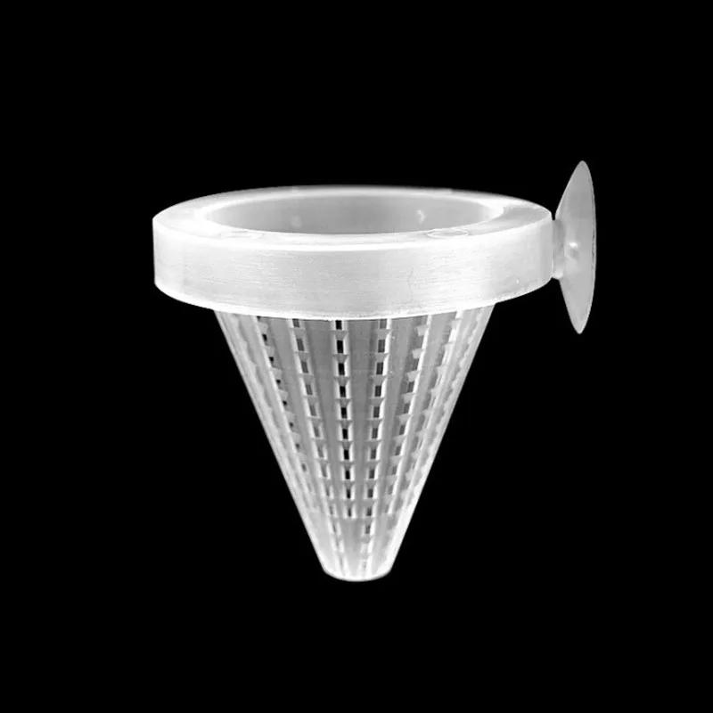 1pc Plastic Feeder Set With Suction Cup For Aquarium Red Worm Feeding Fish Tank Cone Live Food Tapered Hopper Basket Supplies