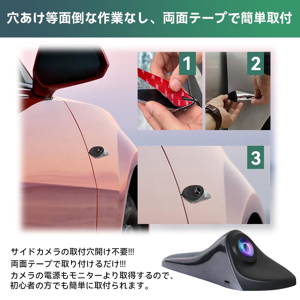 ULOPOP Touch Screen Side Camera Monitor Set Side View Dash Cam Inch Monitor Camera System with Recording Function Simultaneous Recording 720P 2 Split