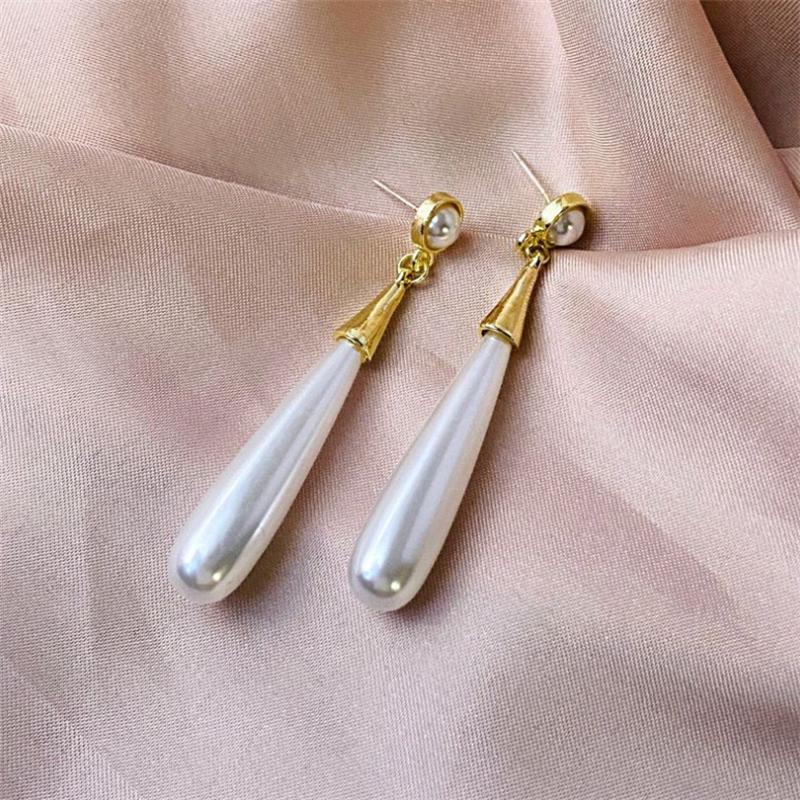Fashion Retro Water Drop Pearl Dangle Earrings for Women Girl Gift Jewelry Wholesale
