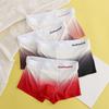 Men Boxer Briefs Letter Print Gradient Print Ice Silk Shorts Underwear with U-Convex Design Slim Fit High Elasticity Panties