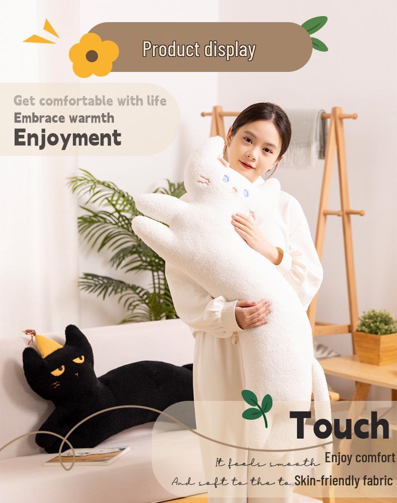 Черно-белая плюшевая подушка-кошка Коко - милая подушка-котенок и спинка для дивана