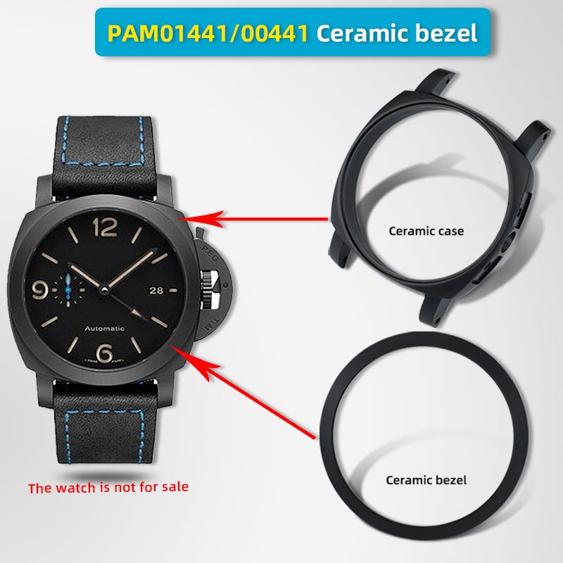 Аксессуары для корпуса часов Для механических часов Panerai LUMINOR 1950 PAM00441 PAM01441 Черный матовый Керамический безель Запасные части