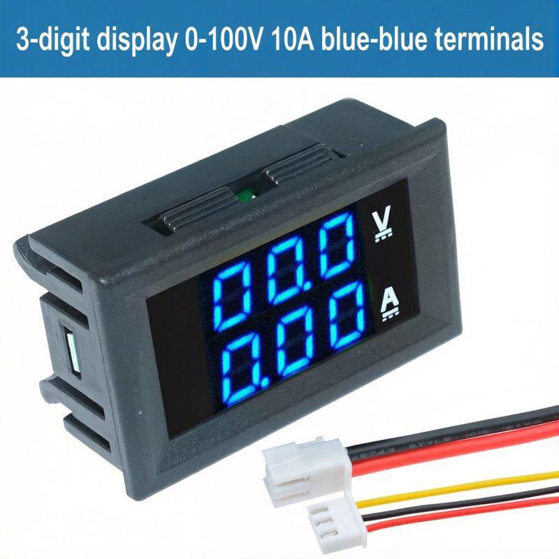 LIZAO Цифровой вольтметр-амперметр-ваттметр DC 0-100V/200V, 10A/50A/100A, Панельный прибор с двойным дисплеем