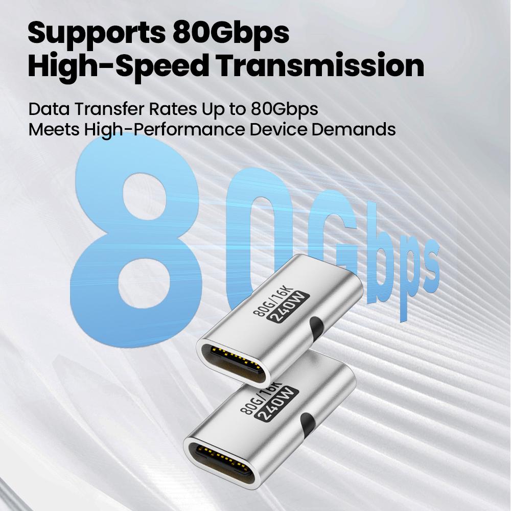 USB C to C Adapter PD3.1 240W Female to Female 80Gbps Fast Charging 16K 60Hz High Speed Type C Connector Converter 5
