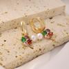 1 пара Модные красочные серьги-подвески с четырехлистным клевером из циркония и искусственным жемчугом для женщин, золотая бижутерия для свадьбы и вечеринки