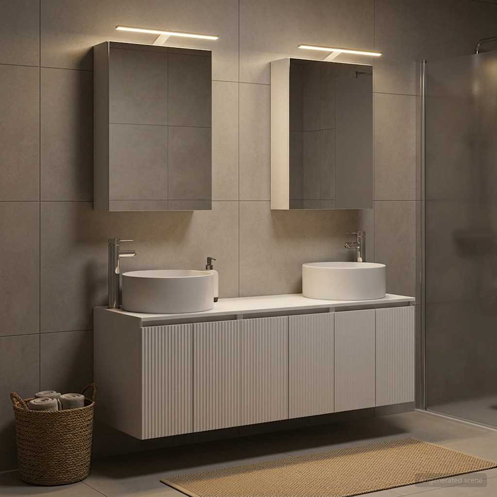 5 Piece Bathroom Cabinet Set White Engineered Wood
